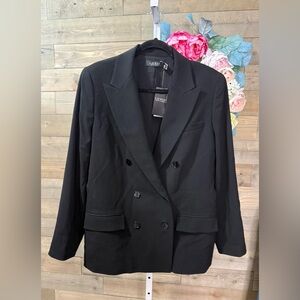 NWT Lauren Ralph Lauren Black double breasted wool blend jacket multiple sizes